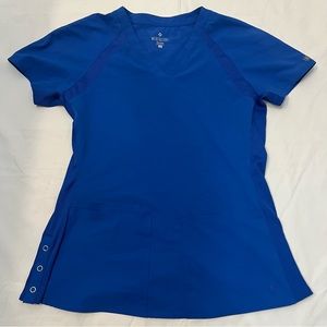 Med couture bright blue scrub top peaches style